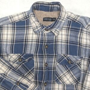 Faded Glory Men's Plaid Flannel‎ Sherpa Lined Jacket Blue Beige Black Size M
